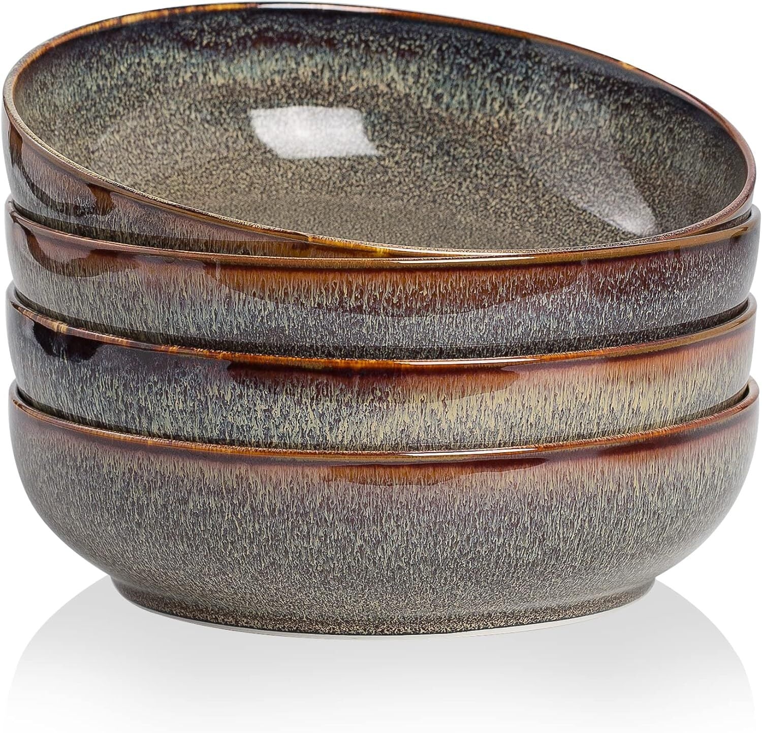 30oz Pasta bowls set-8" serving bowls-salad bowl set of 4-ceramic Dinner bowls